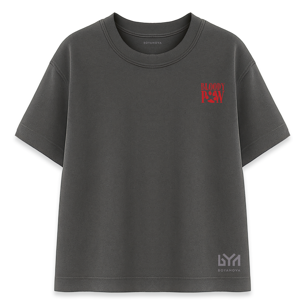 Savaşçı Tavşan Baskılı Füme Oversize Tişört