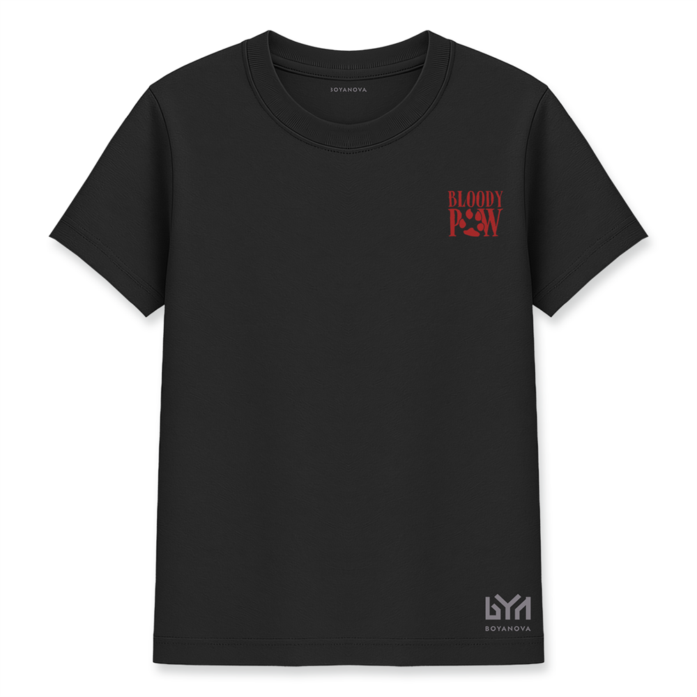 Savaşçı Tavşan Baskılı Siyah Basic Tişört
