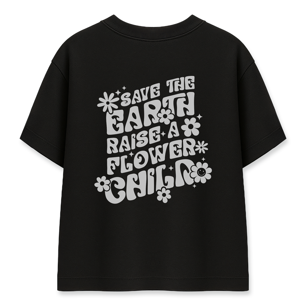 Save The Earth Kadın Oversize Siyah Tişört