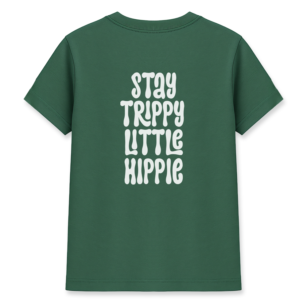 Stay Trippy Little Hippie Kadın Basic Yeşil Tişört