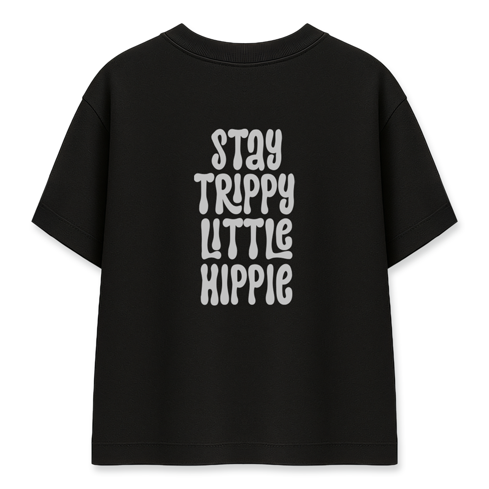 Stay Trippy Little Hippie Kadın Oversize Siyah Tişört