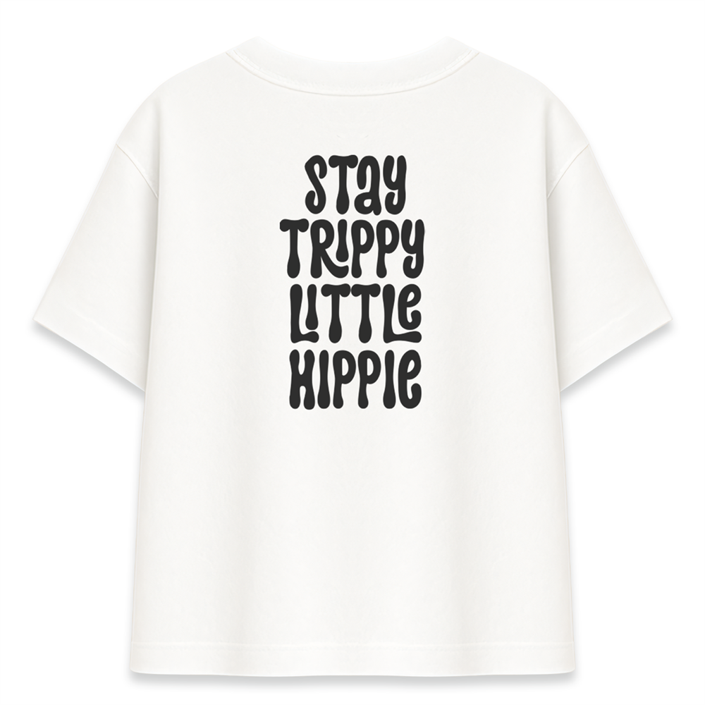 Stay Trippy Little Hippie Kadın Oversize Beyaz Tişört