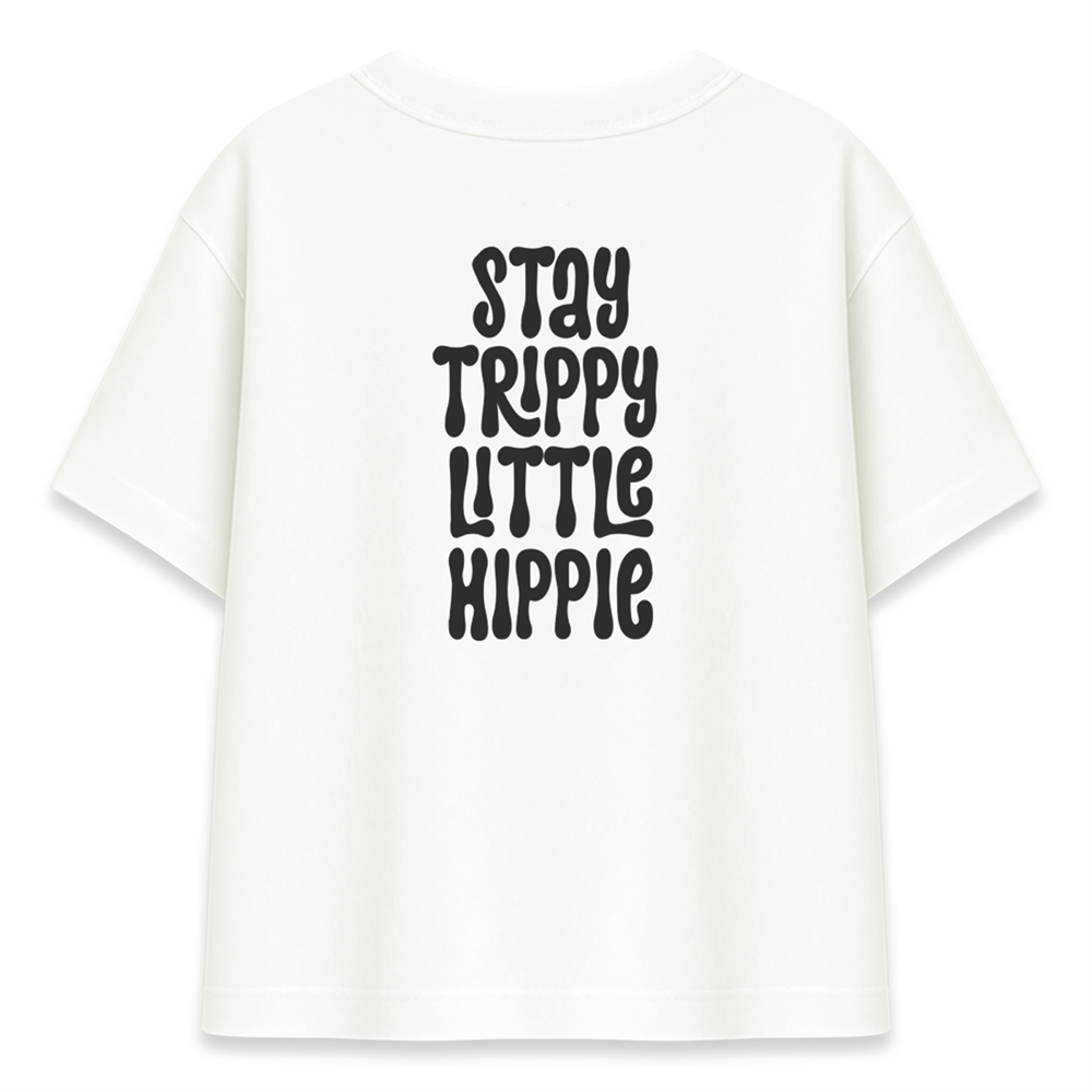 Stay Trippy Little Hippie Kadın Oversize Ekru Tişört