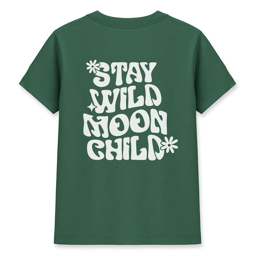 Stay Wild Moon Child Kadın Basic Yeşil Tişört