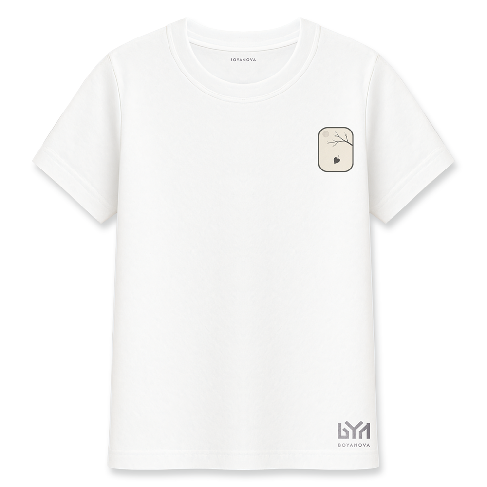 Yaprak Dökümü Temalı Minimal Beyaz Basic Tişört
