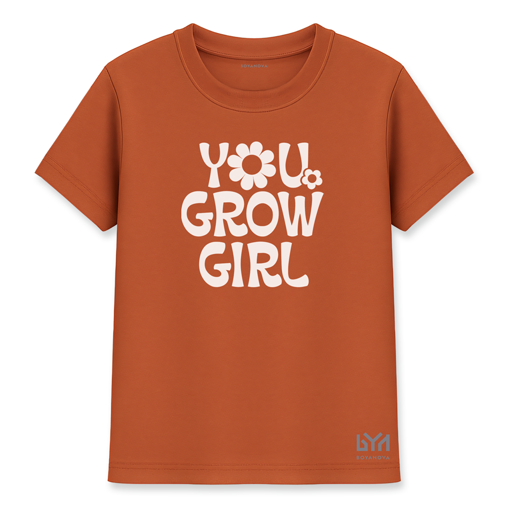 You Grow Girl Kadın Basic Kiremit Tişört
