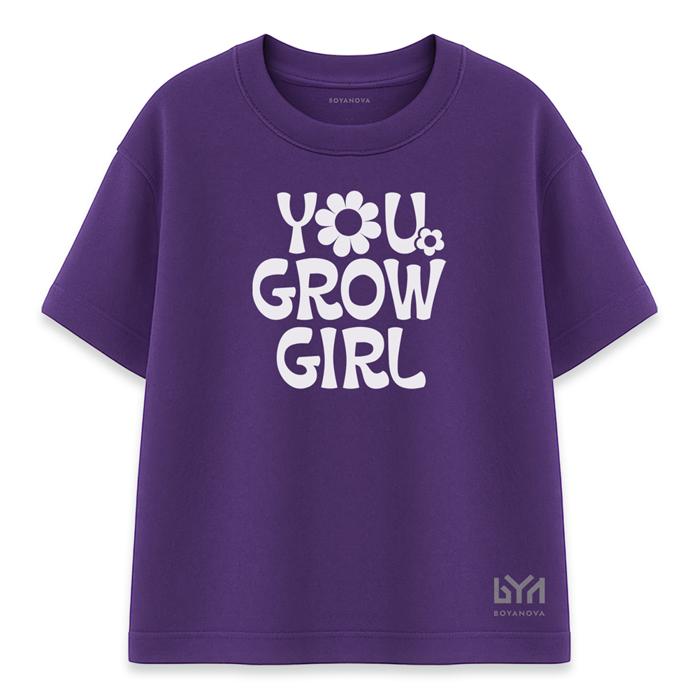You Grow Girl Kadın Oversize Mor Tişört
