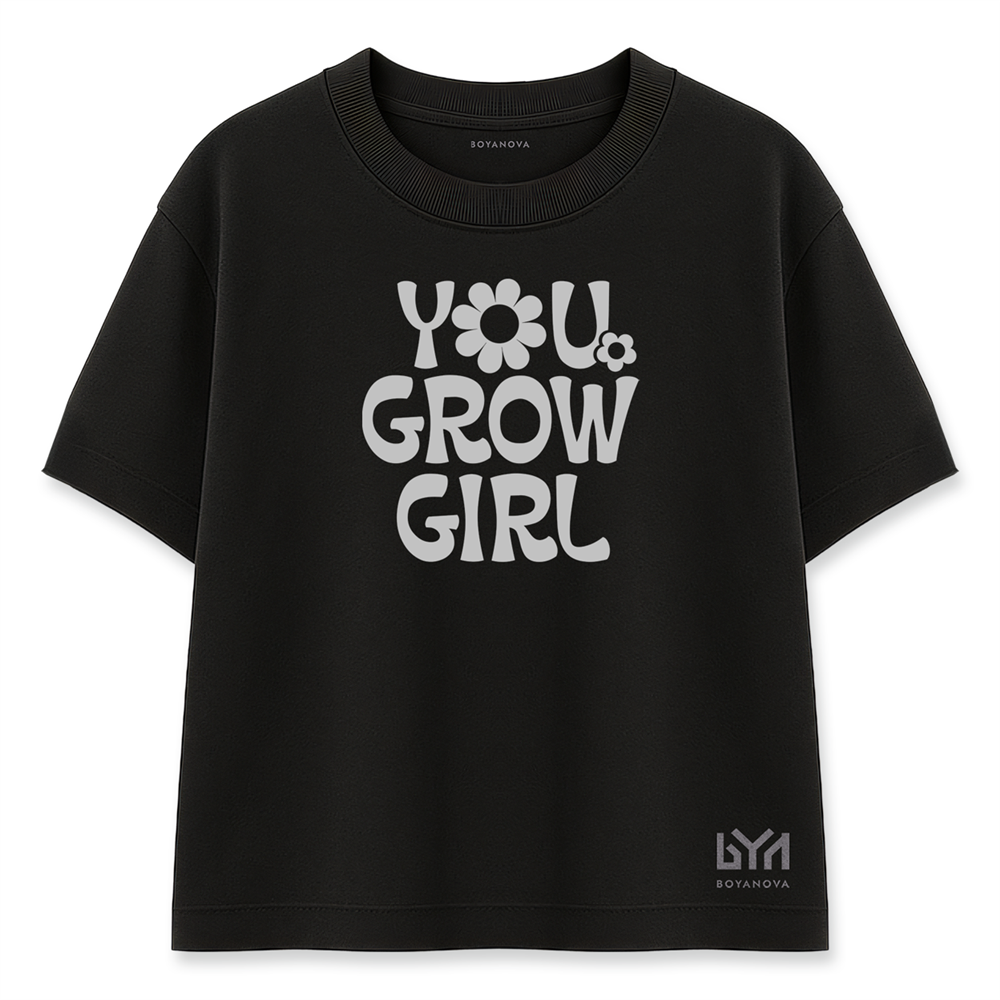You Grow Girl Kadın Oversize Siyah Tişört
