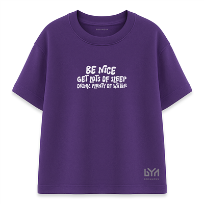 Be Nice Kadın Oversize Mor Tişört
