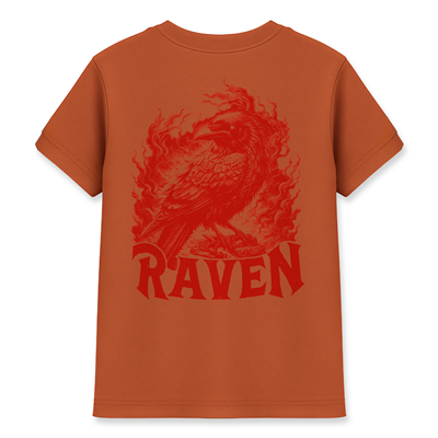 Kırmızı Kuzgun RAVEN Baskılı Kiremit Basic Tişört