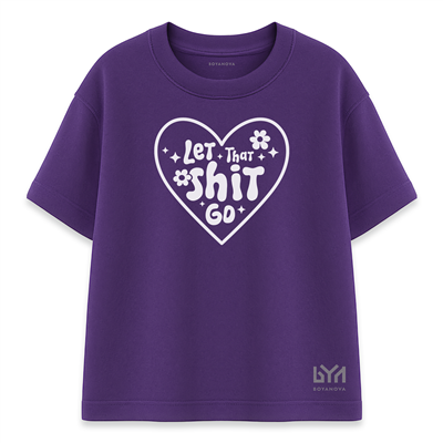 Let That Sht Go Kadın Oversize Mor Tişört
