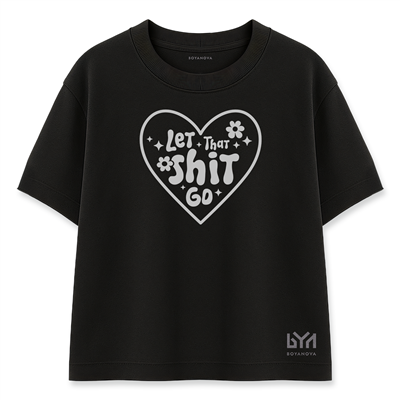Let That Sht Go Kadın Oversize Siyah Tişört