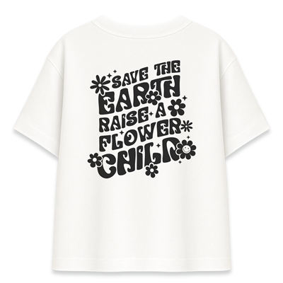 Save The Earth Kadın Oversize Beyaz Tişört