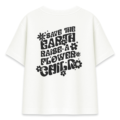 Save The Earth Kadın Oversize Ekru Tişört
