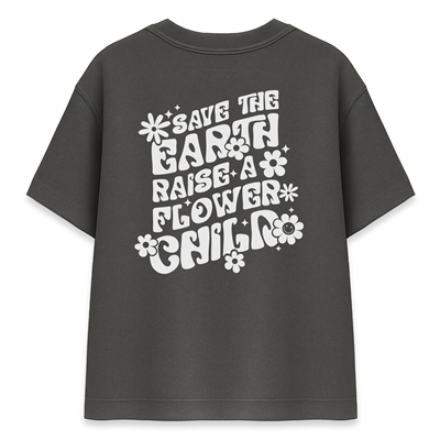 Save The Earth Kadın Oversize Füme Tişört