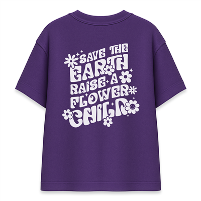Save The Earth Kadın Oversize Mor Tişört