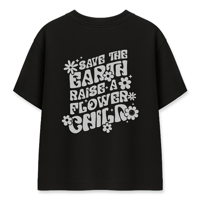Save The Earth Kadın Oversize Siyah Tişört