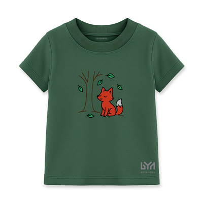 Sonbahar Tilkisi Yeşil Çocuk Basic Tişört