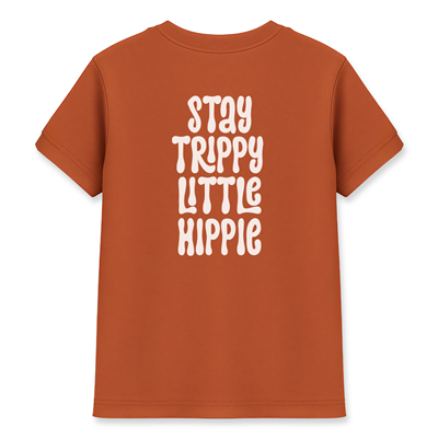 Stay Trippy Little Hippie Kadın Basic Kiremit Tişört