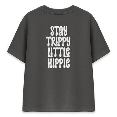 Stay Trippy Little Hippie Kadın Oversize Füme Tişört