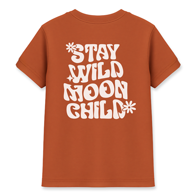 Stay Wild Moon Child Kadın Basic Kiremit Tişört