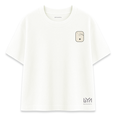 Yaprak Dökümü Temalı Minimal Ekru Oversize Tişört