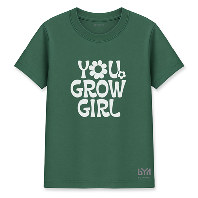 You Grow Girl Kadın Basic Yeşil Tişört