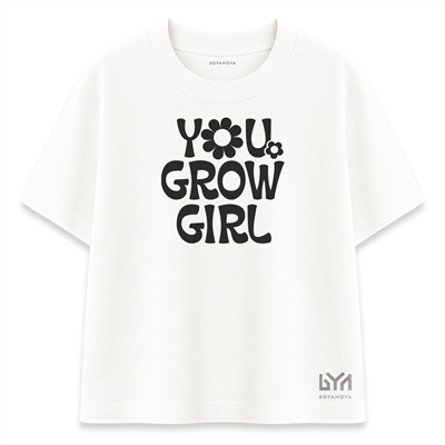 You Grow Girl Kadın Oversize Beyaz Tişört