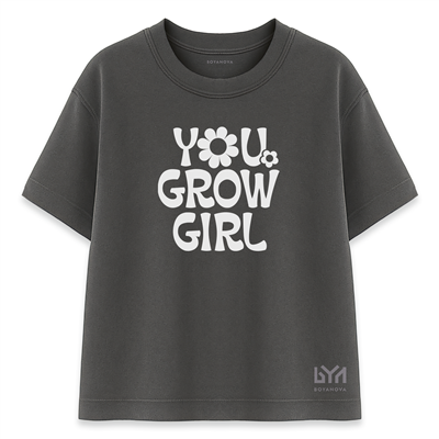 You Grow Girl Kadın Oversize Füme Tişört