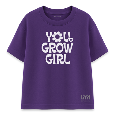 You Grow Girl Kadın Oversize Mor Tişört