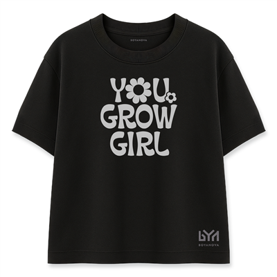 You Grow Girl Kadın Oversize Siyah Tişört