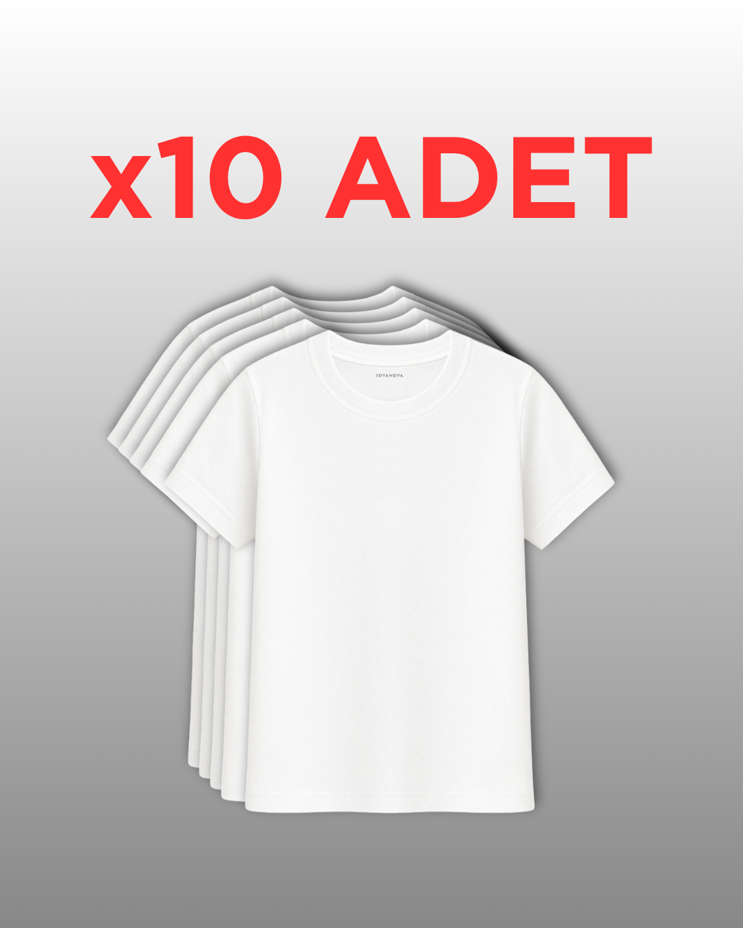10'lu Regular Fit Basic Tişört Seti - %100 Pamuk - Yeşil, Siyah, Beyaz, Kiremit