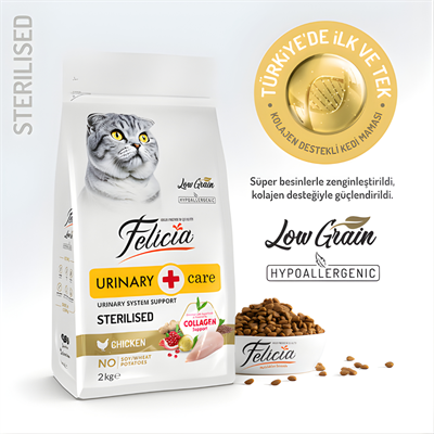 Felicia Hipoalerjenik Tavuklu Düşük Tahıllı Kısırlaştırılmış Kedi Maması 12 kg