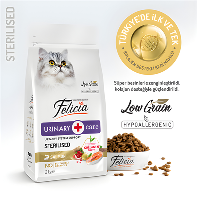 Felicia Hipoalerjenik Üriner Sağlığı İçin Somonlu Düşük Tahıllı Kısırlaştırılmış Kedi Maması 2kg
