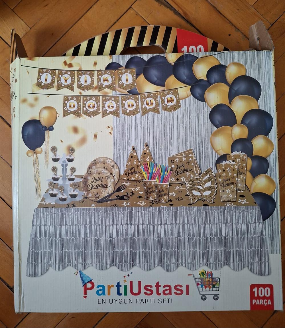 100 Parça Gold Konsept Doğum Günü Süsü