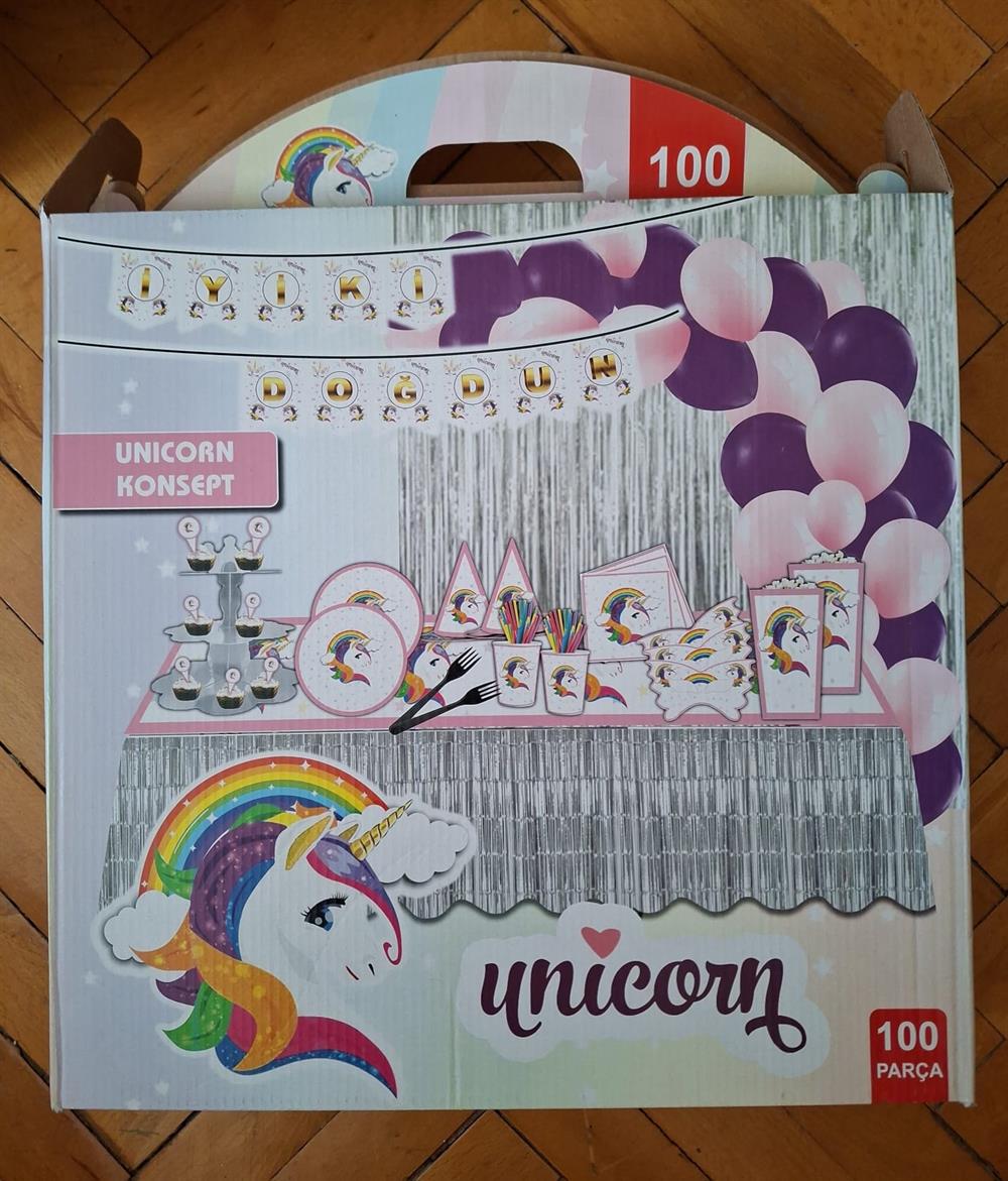 100 Parça Unicorn Konsept Doğum Günü Süsü