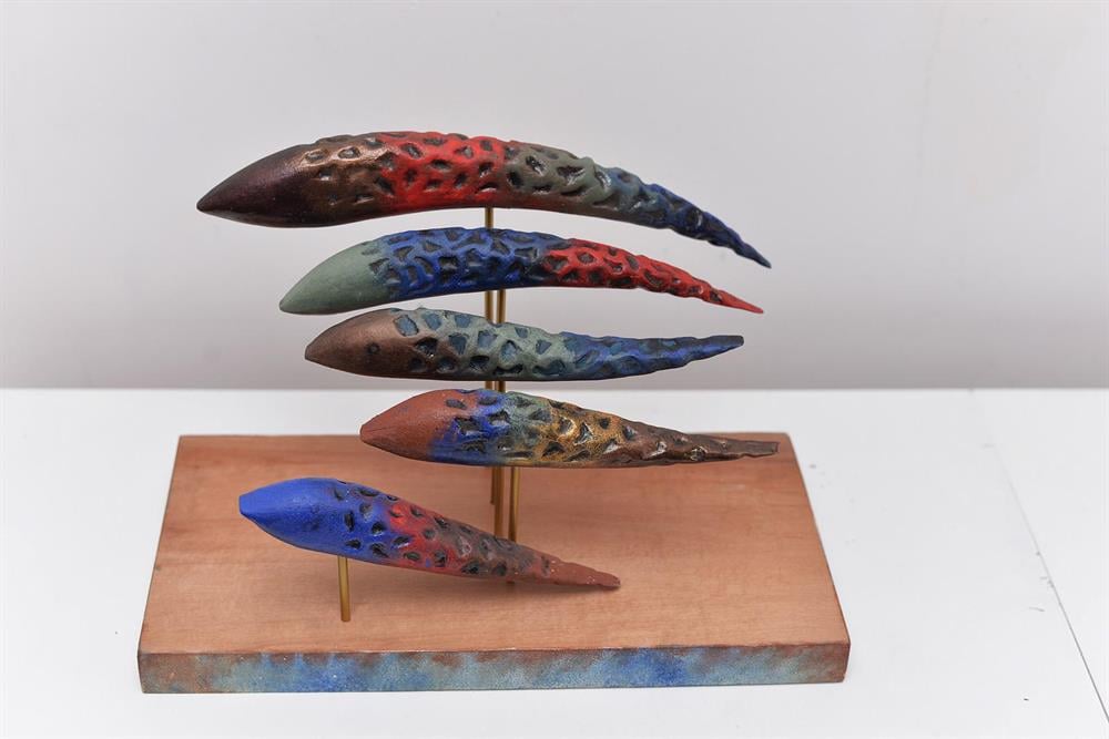 El Yapımı Meşe Ağacından Renkli Balıklar