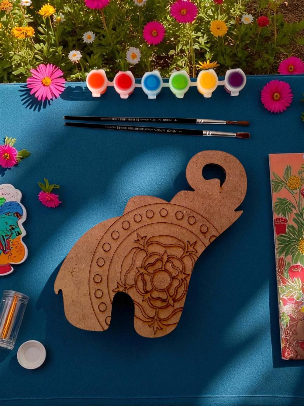 Fil Detaylı Ahşap Boyama Seti