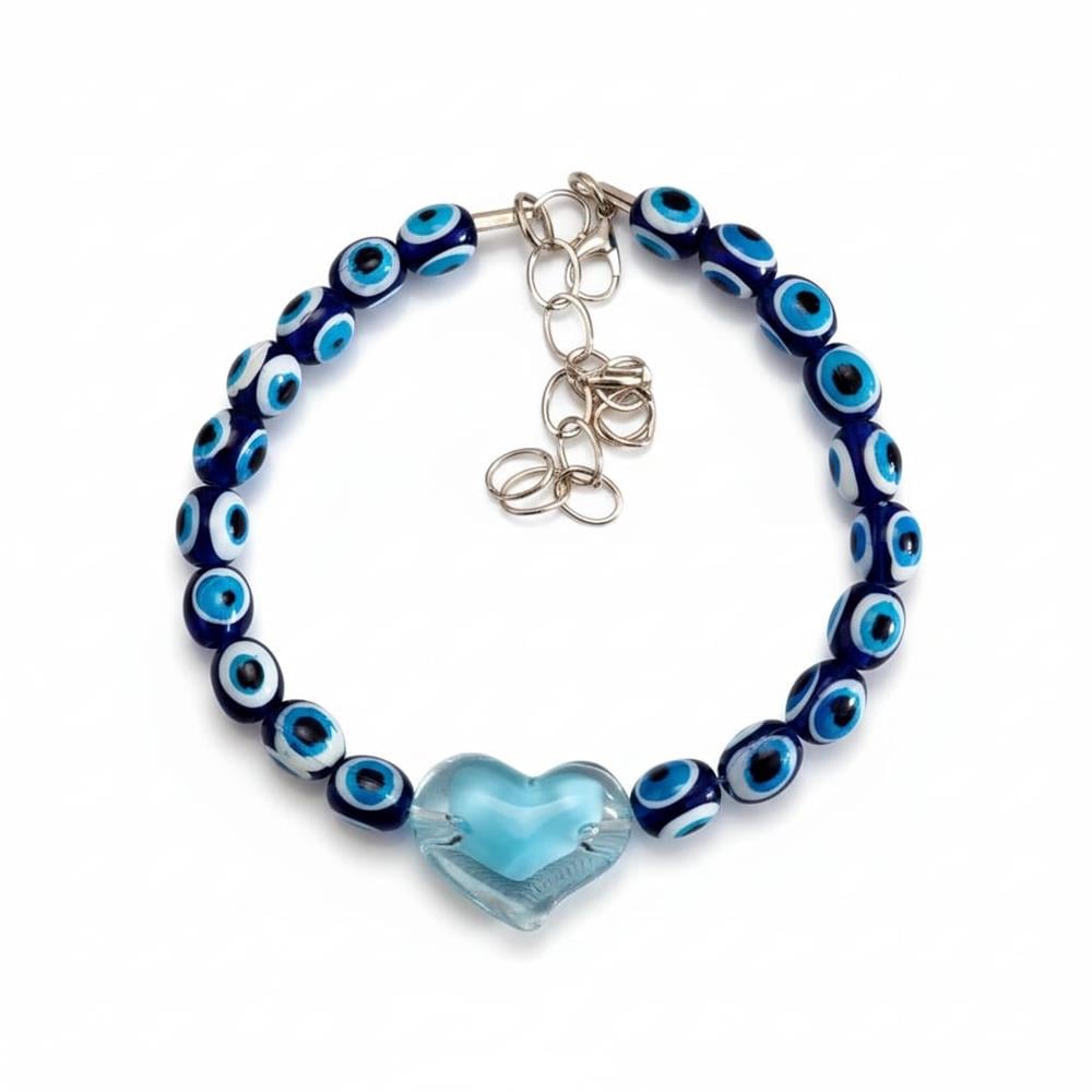 Nazar Boncuklu Mavi Kalpli Tasarım Kedi Tasması