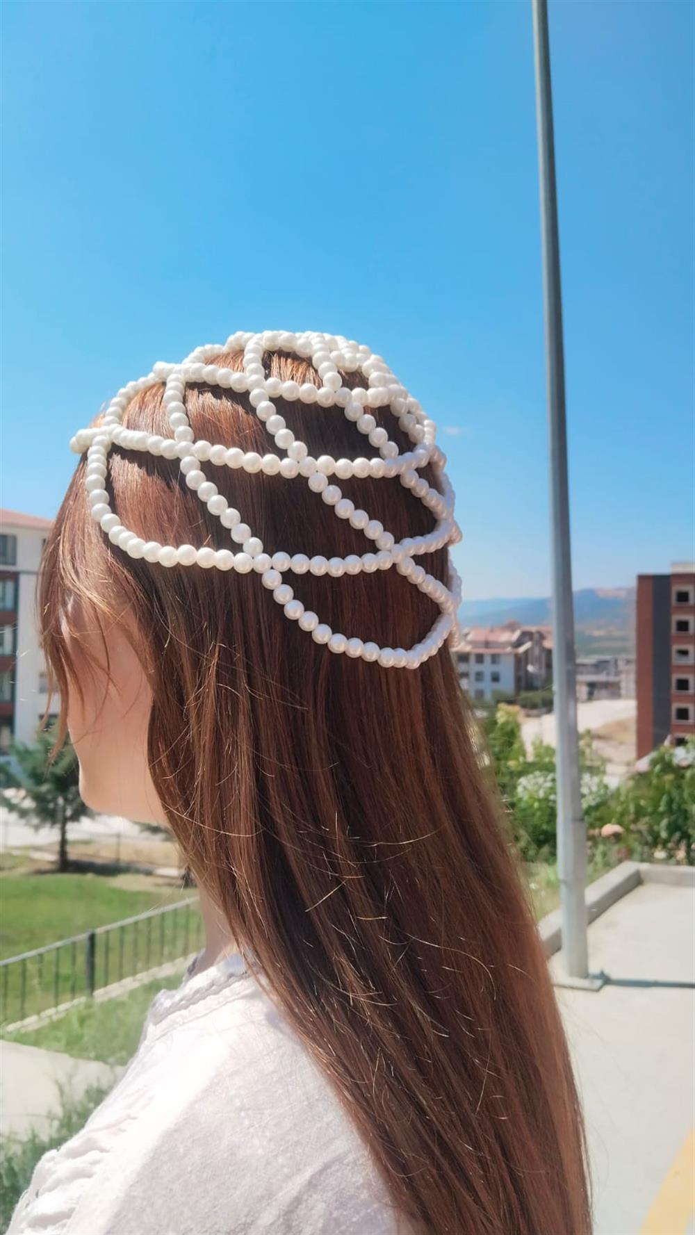 Örgü İncili Saç Aksesuarı