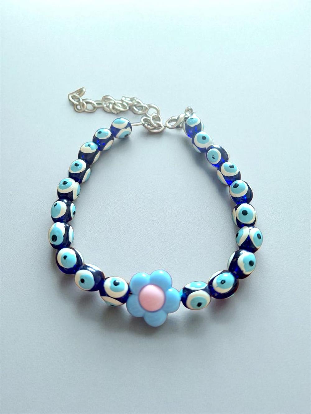 Tasarım, Nazar Boncuklu Mavi Çiçekli Kedi-Köpek Tasması