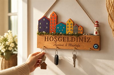 Kişiye Özel Ahşap Hol Tsarım Anahtarlık Askısı