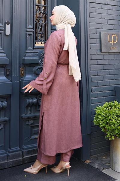 Apolet Detaylı Kimono Takım Gül Kurusu 19253