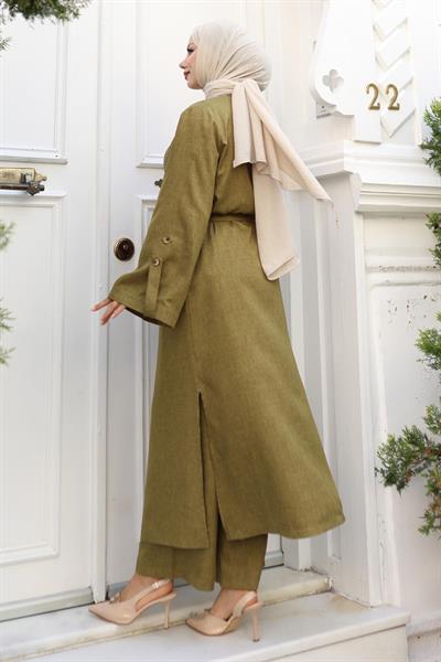 Apolet Detaylı Kimono Takım Haki 19253