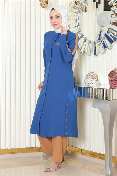 Arma Detaylı Düğmeli Takım Mavi 19197