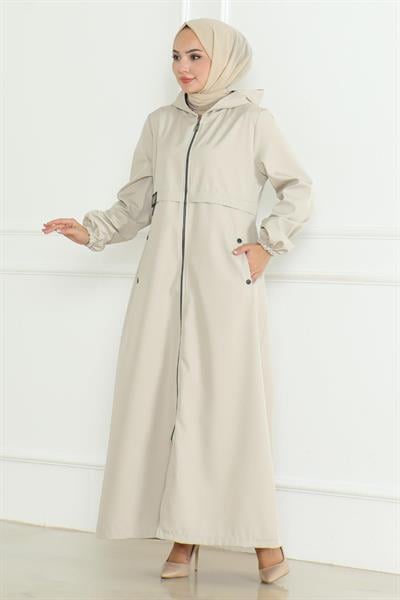 Armalı Fermuarlı Trençkot Bej 19217