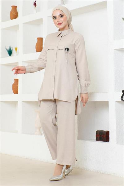 Arması Zincirli Takım Bej 19206