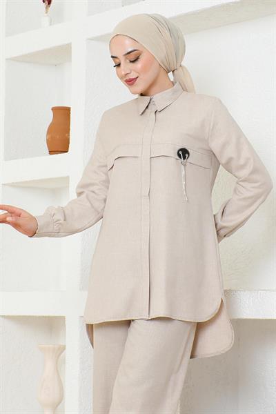 Arması Zincirli Takım Bej 19206