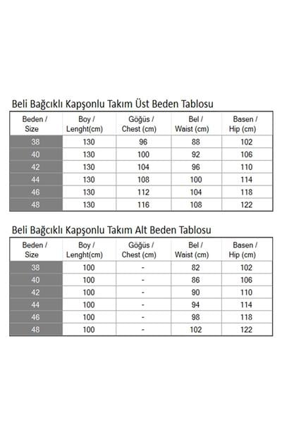Beli Bağcıklı Kapşonlu Takım Bej 19236