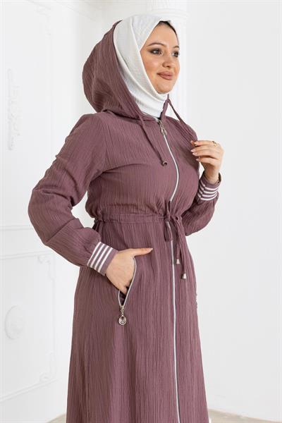 Beli Bağcıklı Kapşonlu Takım Gül Kurusu 19236